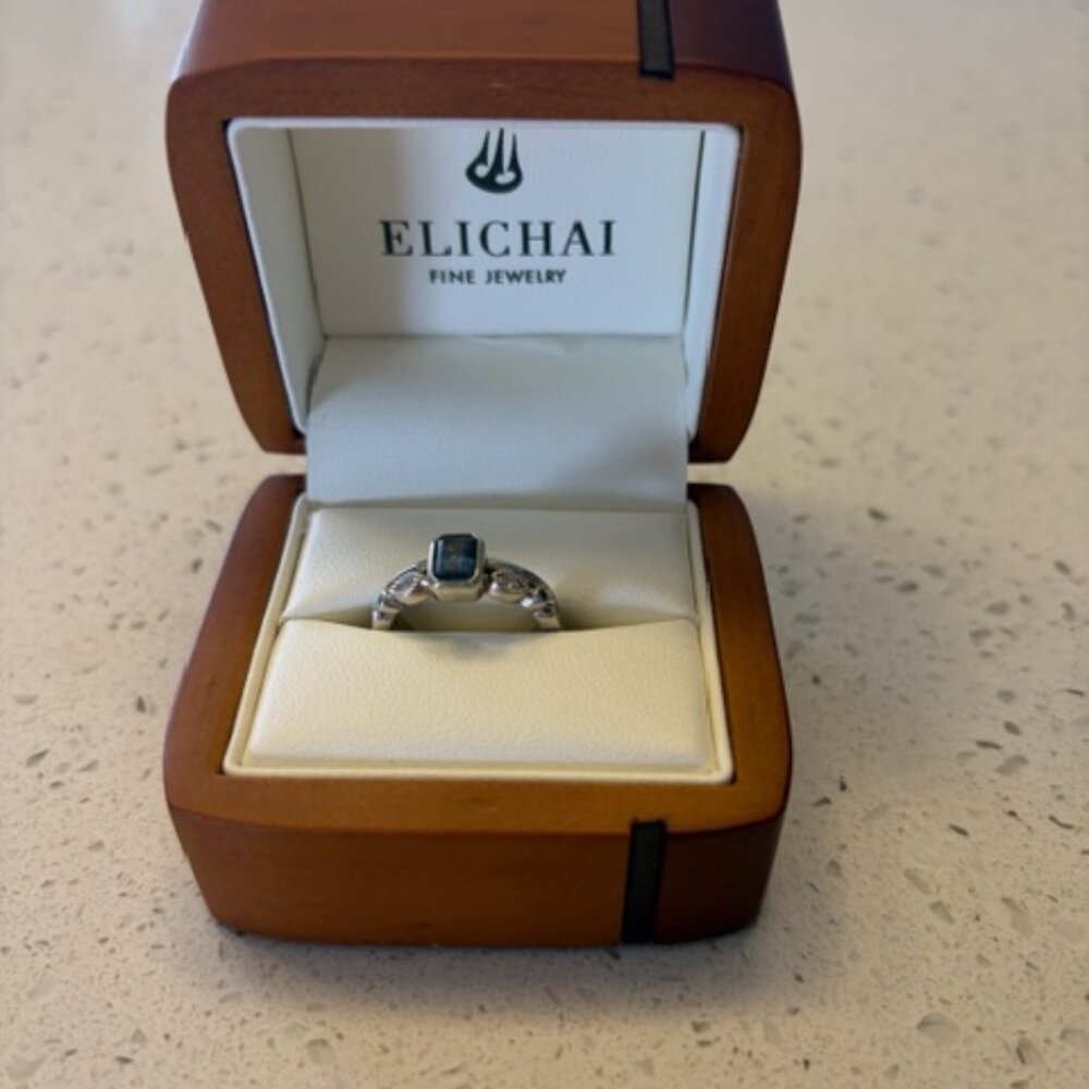 .82ct Montana Sapphire & Diamond Engagement Ring, 14k White Gold, Appraised 3.5k